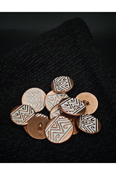NESGO MODA 14 Pieces Copper Color Ethnic Patterned Metal Button Set (6 Large ...