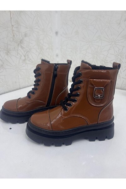 BORNAY حذاء بناتي مقاوم للبرد والماء، مصنوع من الجلد اللامع المزين بالريش من ...