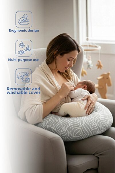 Babyjem Μαξιλάρι θηλασμού και υποστήριξης Γκρι λουλούδι