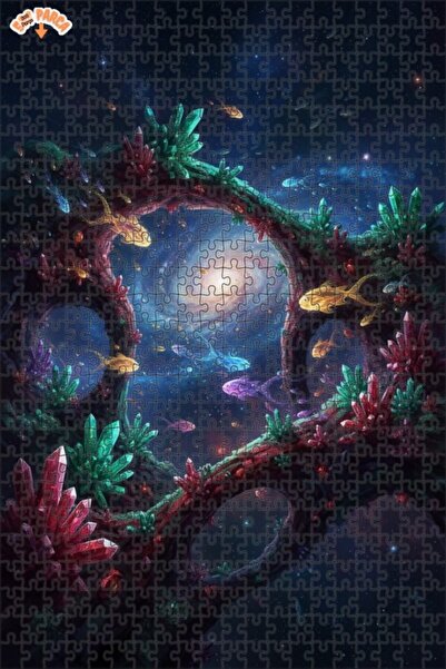Teona Ahşap لغز خشبي على شكل أسماك كريستالية جالاكتيكية بإطار مزدوج الطبقات 5...