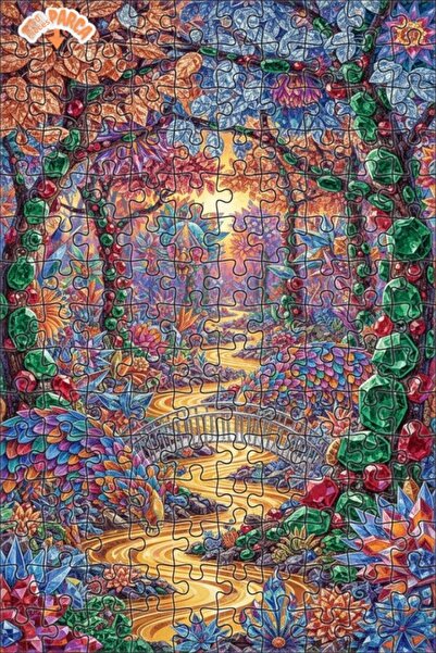 Teona Ahşap Mysterious Forest Bridge with Colorful Stones View 150 Pieces 20X30