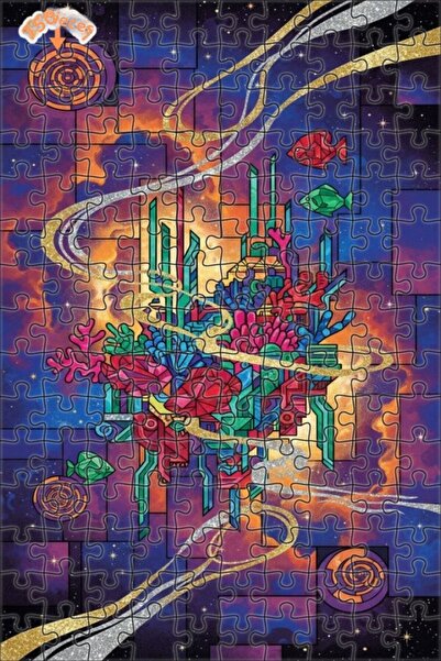 Teona Ahşap Colorful Undersea Feast Double Layer Framed Wooden Puzzle 150 Pie...