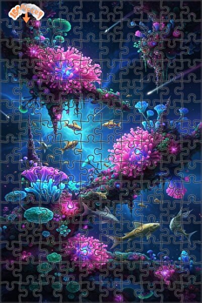 Teona Ahşap Fantastic Undersea Universe Oil Painting Lookalike Double Layer F...