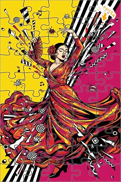 Teona Ahşap لغز خشبي مؤطر بطبقتين على شكل راقصة الفلامنكو بتصميم فن البوب، 50...