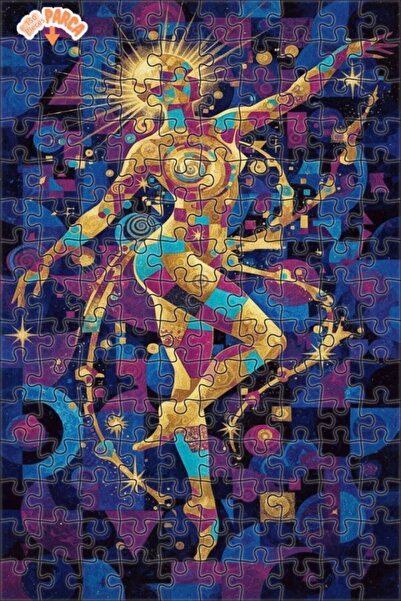 Teona Ahşap Golden Radiant Dancer Modern Art Double Layer Framed Wooden Puzzl...