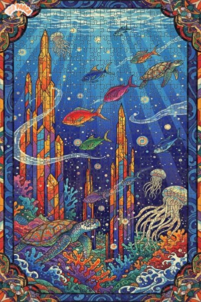 Teona Ahşap Magical Undersea City Oil Painting Lookalike Art Puzzle 500 Piece...
