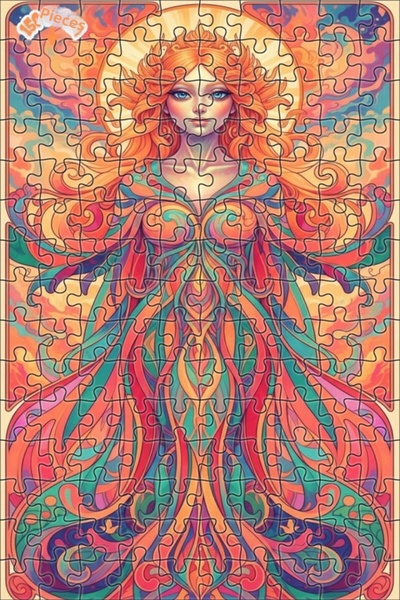 Teona Ahşap لغز خشبي مؤطر بطبقتين بتصميم فني يشبه الرسم المائي لشخصية أنثوية ...