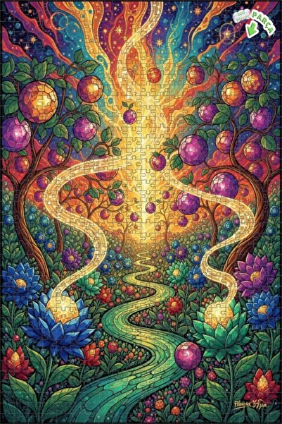 Teona Ahşap لغز خشبي ذو طبقتين على شكل شجرة الموسيقى ووادي ملون، 800 قطعة، مق...