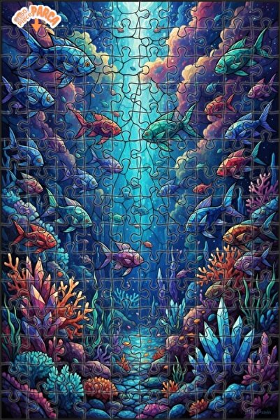 Teona Ahşap Colorful Fishes under the Sea Art Double-Layer Framed Wooden Puzz...