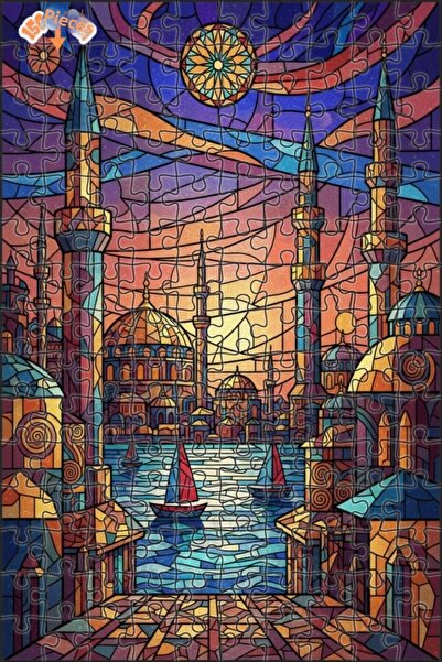 Teona Ahşap Magical Istanbul Landscape Glass Mosaic Look Wooden Puzzle 150 Pi...