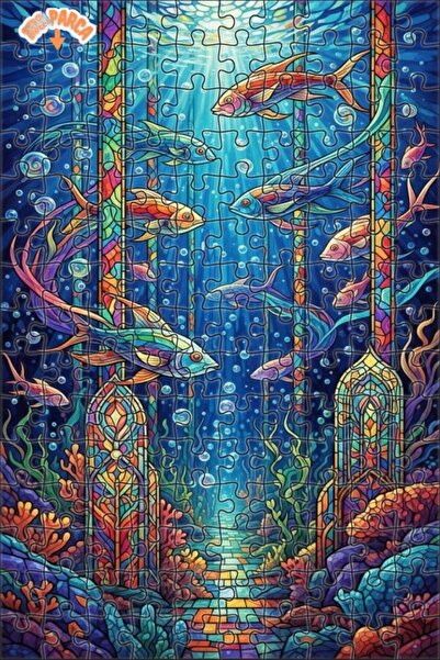 Teona Ahşap The Magical Underwater World of Colorful Fish Stained Glass Look ...