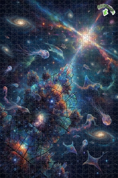 Teona Ahşap لغز خشبي فني على شكل مخلوقات بحرية كونية مرسومة بالزيت 800 قطعة 7...