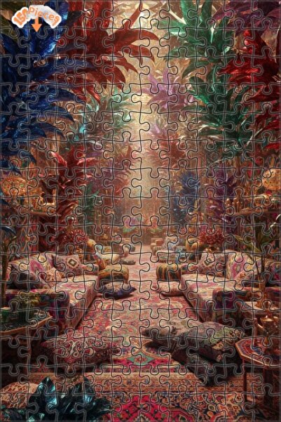 Teona Ahşap Magical Bohemian Paradise Color Palette Oil Painting Double-Layer...