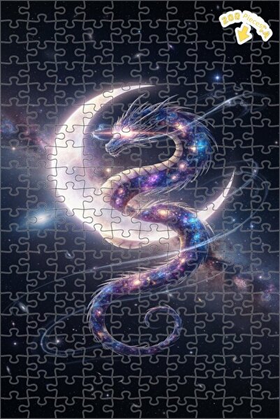 Teona Ahşap لغز فني للتناغم بين التنين الكوني وضوء القمر 200 قطعة 25x35