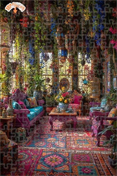Teona Ahşap Bohemian Flower Garden Hall Double-Storey Framed Wooden Puzzle 15...
