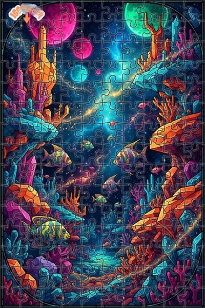 Teona Ahşap Galaxy Coral Kingdom Double Layer Framed Wooden Puzzle 150 Pieces...