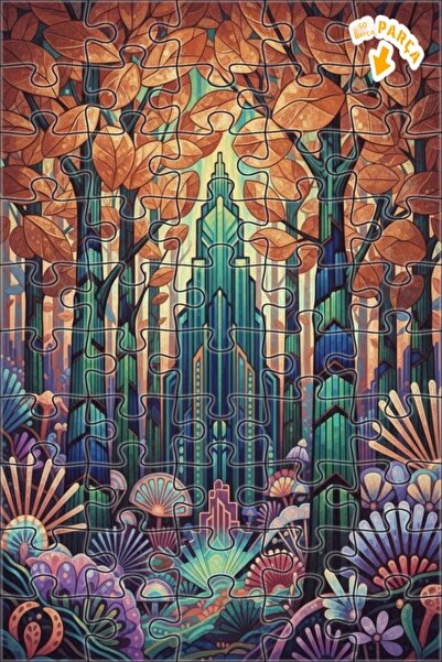 Teona Ahşap لغز مدينة الغابة الغامضة، لوحة زيتية ذات مظهر فني، لغز خشبي مؤطر ...