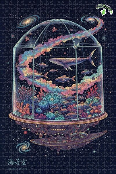 Teona Ahşap لغز خشبي رائع على شكل حوض أسماك جالاكتيك مكون من طبقتين 800 قطعة ...