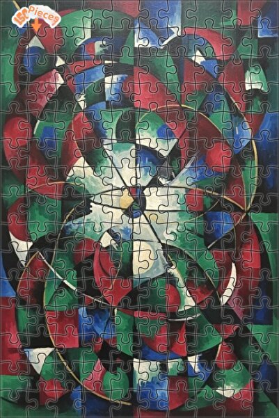 Teona Ahşap لوحة فنية هندسية تجريدية بمظهر لوحة زيتية، لغز خشبي بإطار مزدوج ا...