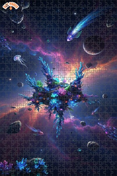 Teona Ahşap لغز خشبي رائع ذو طبقتين على شكل قنديل البحر وجزيرة المرجان، 500 ق...