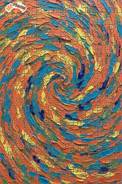 Teona Ahşap Dynamic Spiral Oil Painting Look Wooden Puzzle Double Layer Frame...