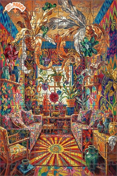 Teona Ahşap Bohemian Art Oil Painting Look Double Layer Framed Wooden Puzzle ...