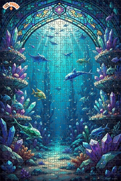 Teona Ahşap Underwater Crystal Palace Double Layer Framed Wooden Puzzle 500 P...