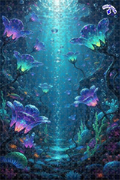 Teona Ahşap لغز خشبي مؤطر بطبقتين بتصميم زهور البحر السحرية بمظهر الألوان الم...