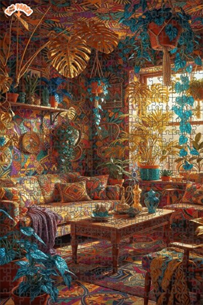 Teona Ahşap Bohemian Art Dream Double Layer Framed Wooden Puzzle 500 Pieces 5...