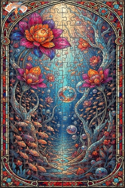 Teona Ahşap Magical Underwater Flowers Oil Painting Look Art Puzzle 150 Piece...