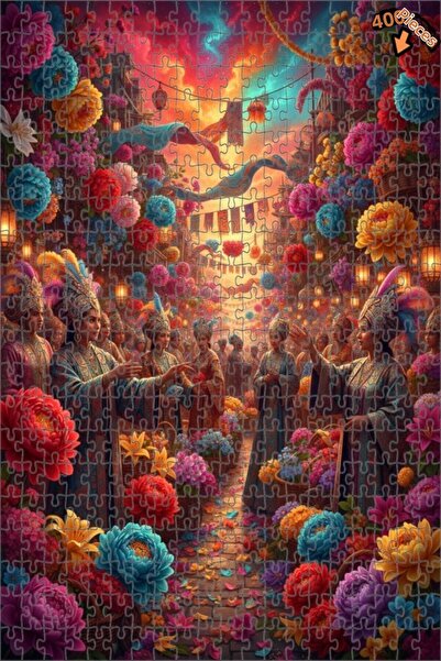 Teona Ahşap لوحة زيتية لسوق الزهور في مهرجان الربيع 400 قطعة مقاس 35x35