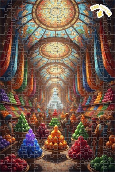 Teona Ahşap سوق التوابل السحرية، لوحة فنية ذات طابقين بإطار خشبي، 200 قطعة، 2...