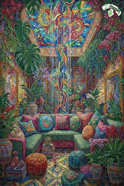 Teona Ahşap لغز خشبي مؤطر ذو طابقين بتصميم كوخ الغابة الساحر مع مظهر لوحة زيت...