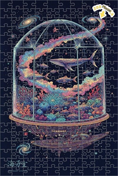 Teona Ahşap لغز خشبي رائع على شكل حوض أسماك جالاكتيك مكون من طبقتين 200 قطعة ...