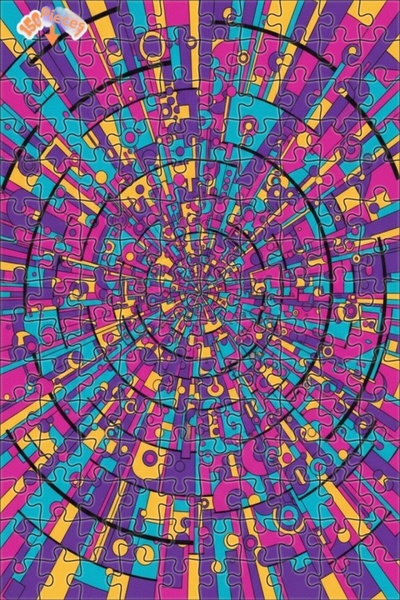 Teona Ahşap Geometric Patterned Colorful Circular Modern Art Double-Layered F...