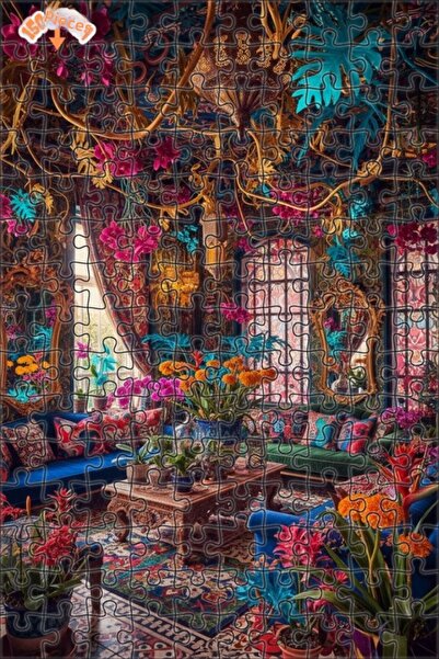 Teona Ahşap بوهم ساراي جاردن لوحة زيتية خشبية مؤطرة ذات طابقين 150 قطعة 20x30