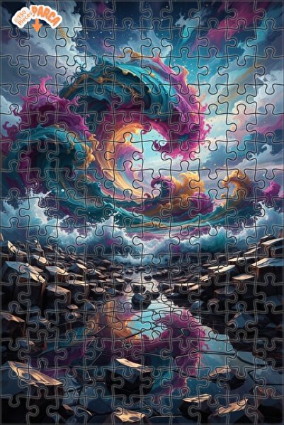 Teona Ahşap Giant Wave Art Double Layer Framed Wooden Puzzle 150 Pieces 20X30