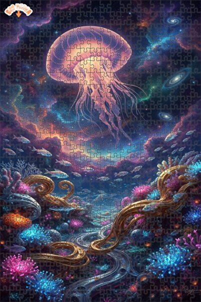 Teona Ahşap لغز خشبي مذهل على شكل قنديل البحر ذو طبقتين بإطار خشبي 500 قطعة 5...