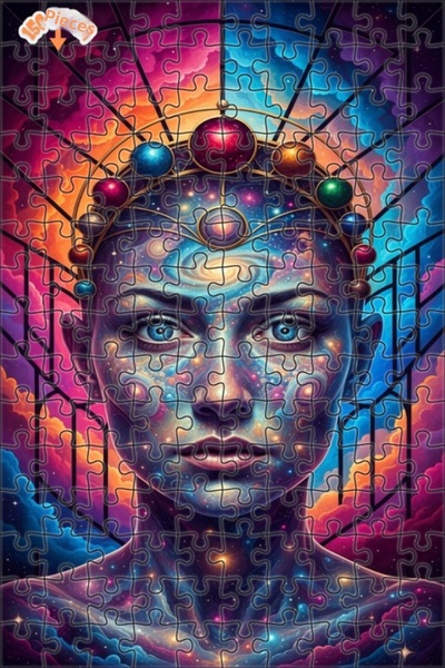 Teona Ahşap The Face of the Universe Colorful Galaxy Art Wooden Puzzle Double...