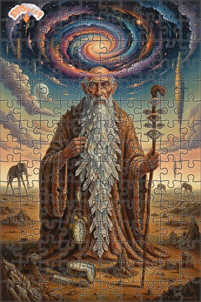 Teona Ahşap The Elderly Wise Man's Cosmic Journey Oil Painting Lookalike Wood...