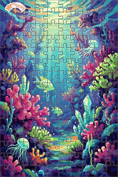 Teona Ahşap لغز خشبي بمظهر لوحة زيتية لغابة كريستالية سحرية تحت البحر 150 قطع...