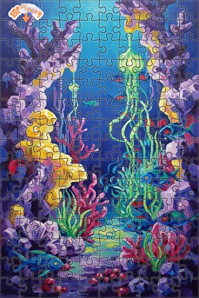 Teona Ahşap Undersea Colorful Oil Painting Lookalike Double Layer Framed Wood...