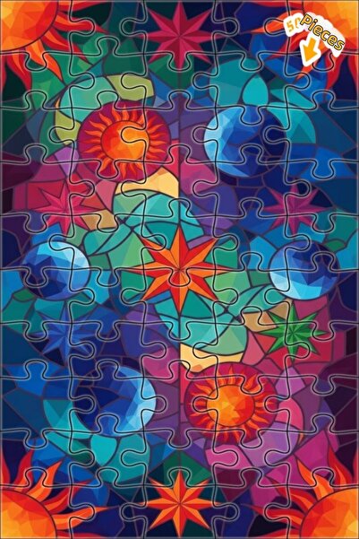 Teona Ahşap لغز خشبي مؤطر بطبقتين من موزاييك الشمس والنجوم 50 قطعة 15x25