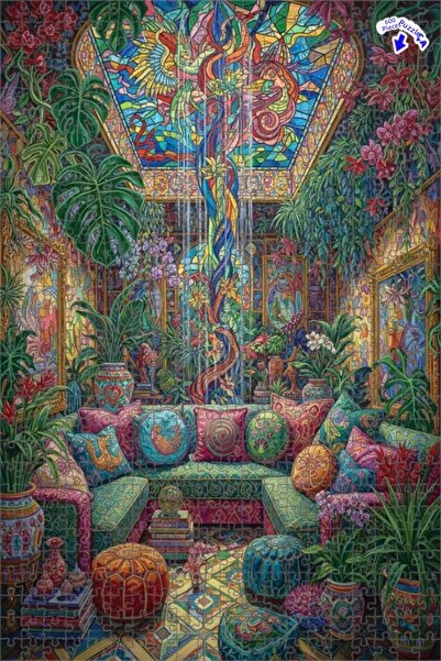 Teona Ahşap لغز خشبي مؤطر ذو طابقين بمظهر لوحة زيتية لكوخ الغابة السحرية 600 ...