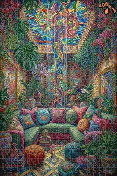 Teona Ahşap لغز خشبي مؤطر ذو طابقين بتصميم كوخ الغابة السحري مع مظهر لوحة زيت...