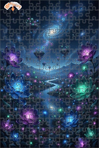 Teona Ahşap Galactic Flower Field Double Layer Framed Wooden Puzzle 150 Piece...