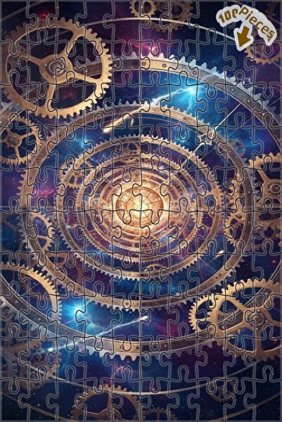 Teona Ahşap لعبة ألغاز خشبية ذات طبقتين على شكل عجلات من ستيامبنك جالاكسي، بت...