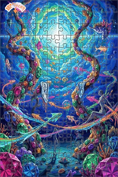 Teona Ahşap Dream Sea Surrealist Oil Painting Lookalike Double Layer Framed W...