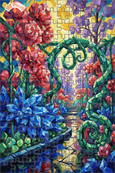 Teona Ahşap لغز خشبي مؤطر ذو طابقين بمظهر حديقة كريستال خيالية وملون بالزيت 1...