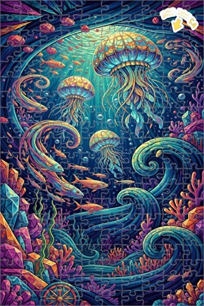 Teona Ahşap لغز خشبي مؤطر ذو طبقتين مستوحى من فن قنديل البحر السحري 200 قطعة ...